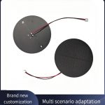 1.5W 5.5V Customized Small Mini Round Circle Solar Panel Diameter 110mm Perc Monocrystalline Silicon Solar Cell PET Abrazine PCB Backsheet Red Black Wires Lightweight DIY Solar Products