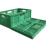 Model ZJTY604021W-BS Foldable Vented Plastic Crate for Fruit and Vegetable Storage and Logistics.