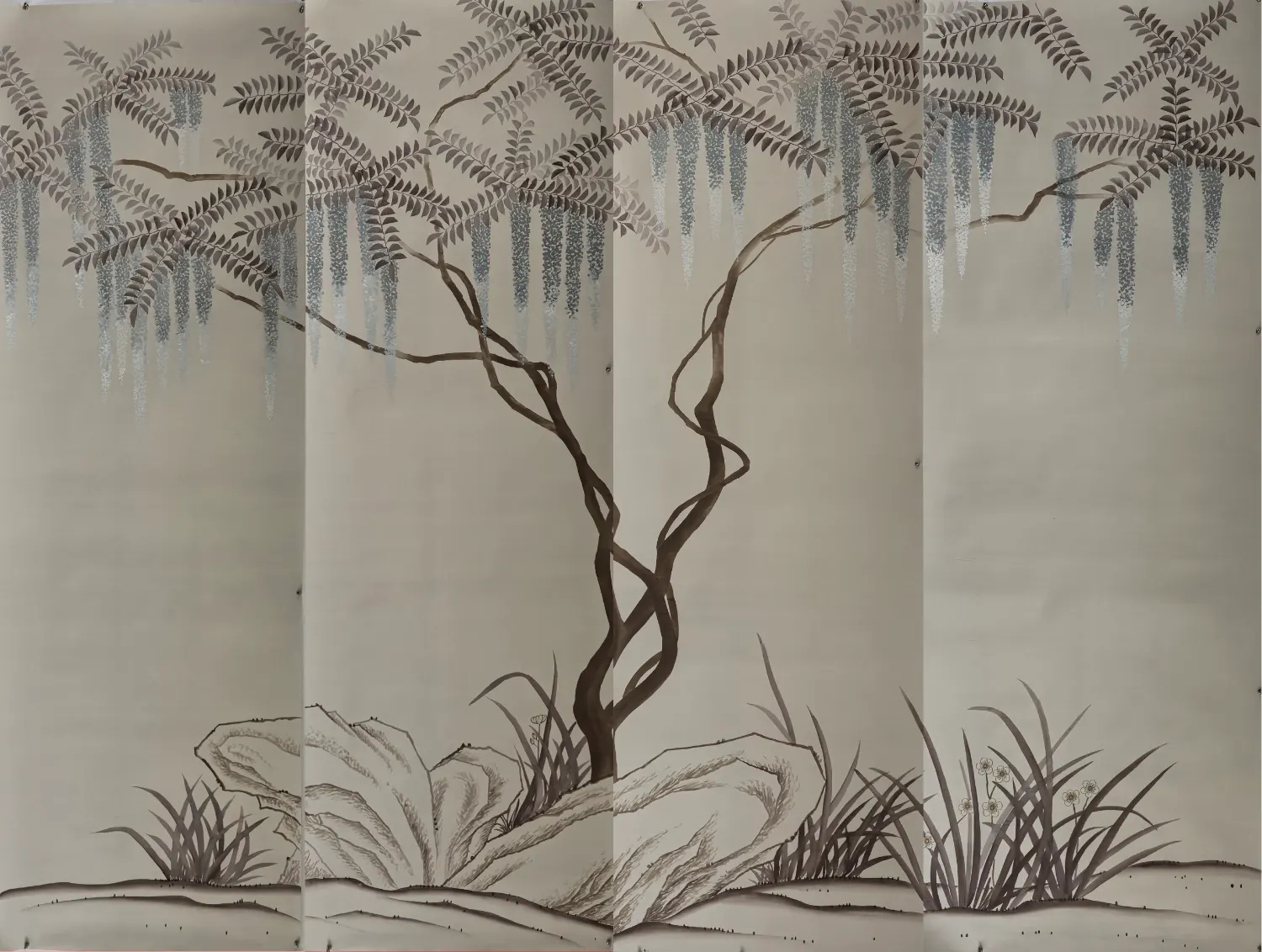 Wisteria Wallpaper on Slub Silk