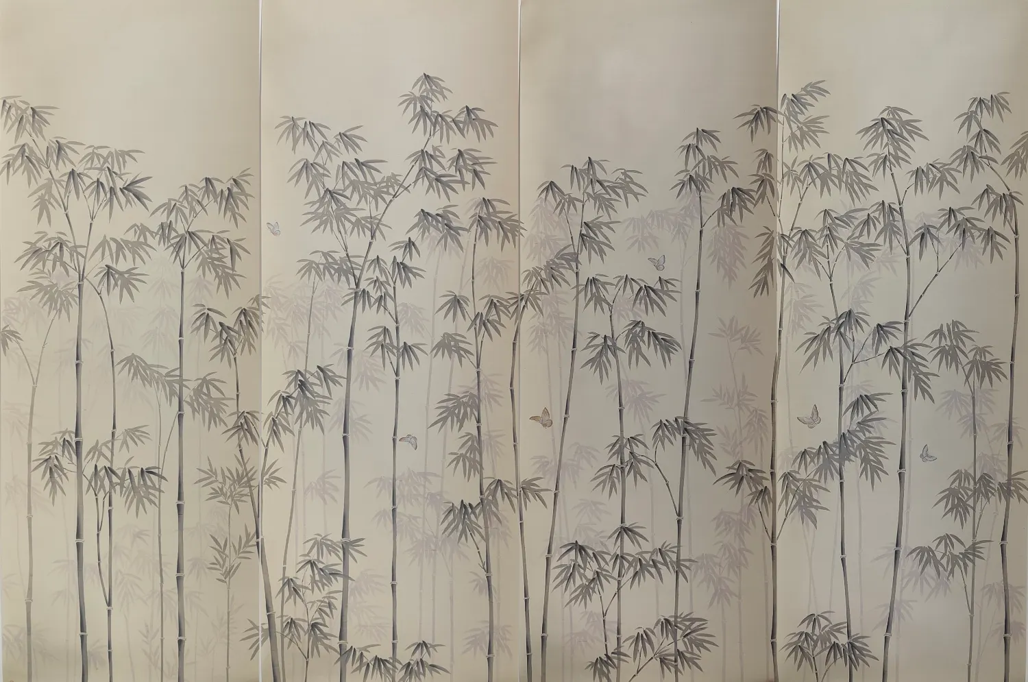 Distant Bamboo Wallpaper on Slub Silk