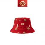 Red Christmas Snowflake & Pine Tree Printed Bucket Hat